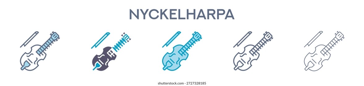 Elemento Nyckelharpa Para Diseño Gráfico - Estilos Múltiples. Ilustración vectorial De Dos Colores Y Negro. Los Diseños Múltiples De Los Iconos Se Pueden Utilizar Para El Móvil, Ui, Web