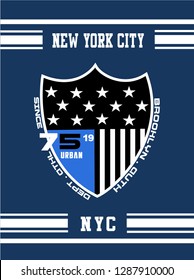 NYC/NEW YORK CITY stock vector illustration/Tshirt desing graphic typography/shirt print