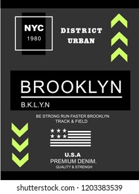 NYC/NEW YORK CITY/BROOKLYN/USA/ DISTRICT/stock vector illustration/T shirt Design typography/shirt print 