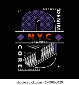 NYC/NEW YORK/CORE DENIM typography design for t shirt,vector illustration