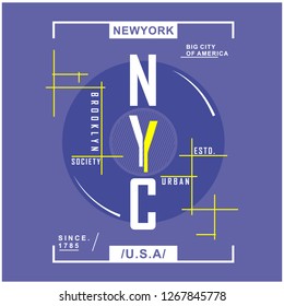 NYC/NEWYORK typography design t shirt,vector illustration