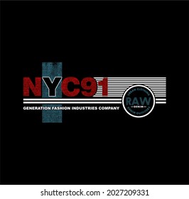 NYC,Raw Denim Brooklyn typography, tee shirt graphics, vectors 
