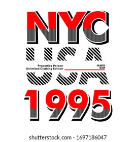 NYC,USA,1995 Typography T-shirt Design Vector