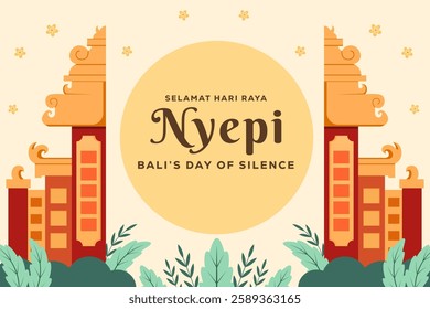 nyepi bali's day of silence background illustration in flat design