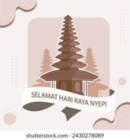 Nyepi ceremony. Happy Bali's Day of Silence and Hindu New Year Vector Illustration, Nyepi Day and Hari Raya Saka, Hindu Ceremony. Indonesia