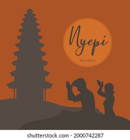 Nyepi Day Greetings Card. Translate: The Day Of Silence
