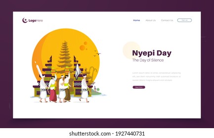 Nyepi day or day of silence for Hindu ceremonies in Bali, Hindu religious ceremonial parade