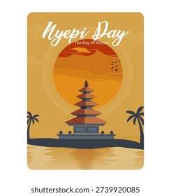 Nyepi Day vector design background illustration. Nyepi Day celebration.