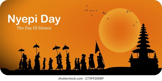 Nyepi Day vector design background illustration. Nyepi Day celebration.