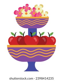 nyepi decorations with fruits and flowers vector isolated