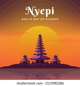 Nyepi Illustration Greeting. Bali's Day Of Silence Design