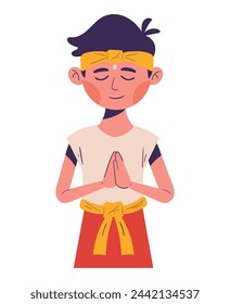 nyepi man prayer isolated design
