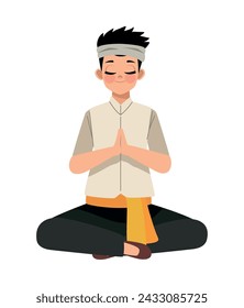 nyepi man in silence illustration vector