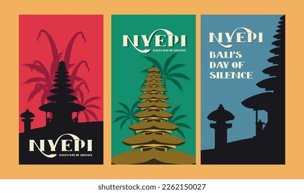 Nyepi poster design for Buddhist commemoration in the city of Bali
