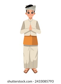 nyepi prayer man illustration vector