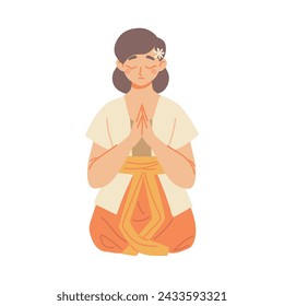 nyepi woman in silence illustration vector