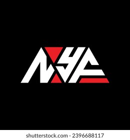NYF triangle letter logo design with triangle shape. NYF triangle logo design monogram. NYF triangle vector logo template with red color. NYF triangular logo Simple, Elegant, and Luxurious design.