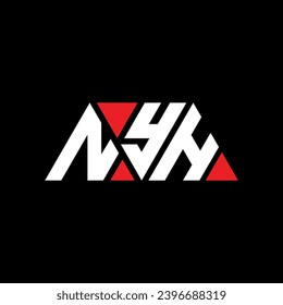 NYH triangle letter logo design with triangle shape. NYH triangle logo design monogram. NYH triangle vector logo template with red color. NYH triangular logo Simple, Elegant, and Luxurious design.