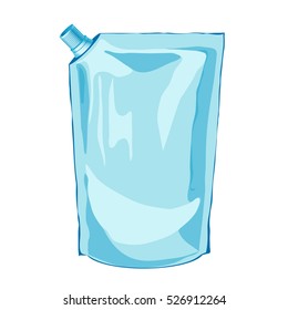 Nylon blank package on isolated background. Plastic pack or bag can use for liquid