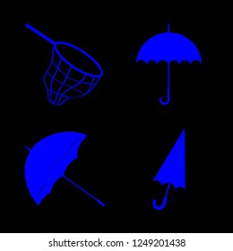 nylon icon set about umbrella and net vector set
