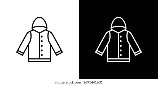 Nylonjacke-Symbol in schwarzer Linie. Design-Logo für App, UI.