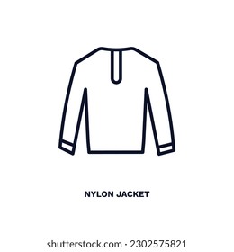 icono de la chaqueta de nylon. Icono de la chaqueta de nylon de línea delgada de la colección de ropa y ropa. Vector de contorno aislado en fondo blanco. El símbolo de la chaqueta de nylon editable puede ser utilizado web y móvil