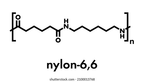 Nylon (nylon-6,6) plastic polymer, chemical structure. Skeletal formula.