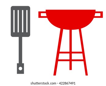 Nylon Spatula and Barbecue Grill Vector