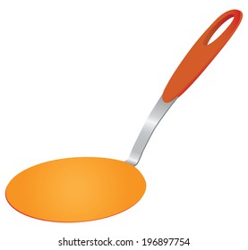 Nylon spatula nonstick cooking pans. Vector illustration.