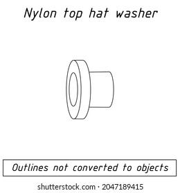 nylon top han washer fastener outline blueprint