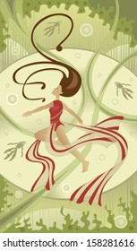 Nymph - Fantasy illustration of a stylized nymph and an abstract background. Eps10