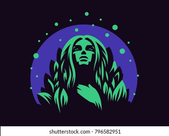 Nymph. Vector emblem.