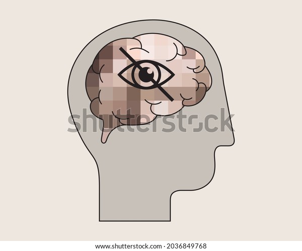 Nymphomaniac Concept Thinking About Sex Sensitive Content Vector Illustration Of Human Head 