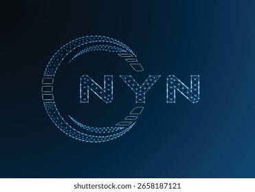 NYN baixo poli letra logotipo vetor design. Projeto de logotipo de poli inferior NYN. Logotipo poli baixo.