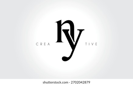 NYny Elegant Serif Monogram Logo - Luxus Briefmarke mit kleinem Schriftzeichen für modernes Branding