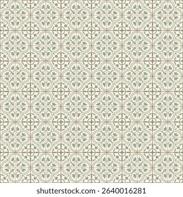 Nyonya Tiles Green Color Geometric Seamless Pattern.