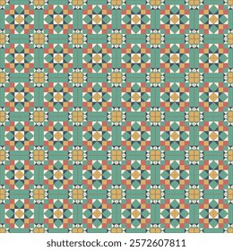 Nyonya Tiles Pastel Green Geometric Seamless Pattern