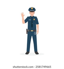 NYPD Policeman weaving hand vector illustration