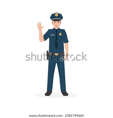 NYPD Policeman weaving hand vector illustration