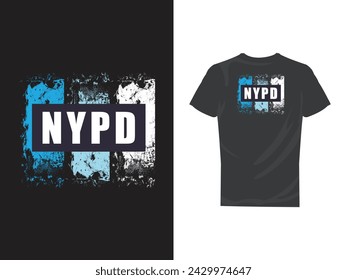 NYPD tshirt design on black background. Vector card or shirt design with unique typography.