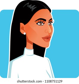 N.Y.,U.S. June 6, 2018, Kim Kardashian West Vector Caricature