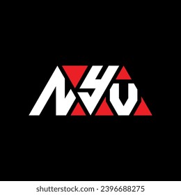 NYV triangle letter logo design with triangle shape. NYV triangle logo design monogram. NYV triangle vector logo template with red color. NYV triangular logo Simple, Elegant, and Luxurious design.