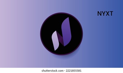 NYXT, Nyx Token cryptoCurrency 3d Logo auf isoliertem Hintergrund mit Kopienraum. Vektorgrafik von NYXT, Nyx Token Banner Design Konzept.