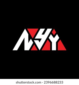 NYY triangle letter logo design with triangle shape. NYY triangle logo design monogram. NYY triangle vector logo template with red color. NYY triangular logo Simple, Elegant, and Luxurious design.