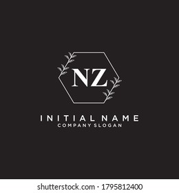 NZ Beauty vector initial logo, handwriting logo of initial signature, wedding, fashion, jewerly, boutique, floral and botanical with creative template for any company or business.