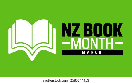 NZ Book Month background banner or poster design template. observed every year in March. Holiday concept. Use to any Template, card, poster, placard, template.