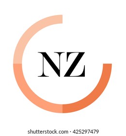 NZ business logo icon design template elements. Orange color vectors. Design identity in circle. Alphabet letter