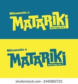 NZ Celebratin Matariki quirky fun block title in Yellow and Blue