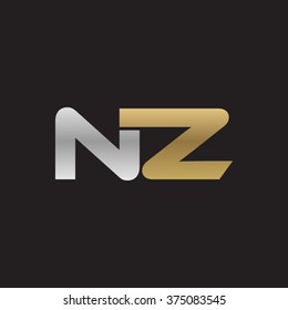 NZ company linked letter logo golden silver black background