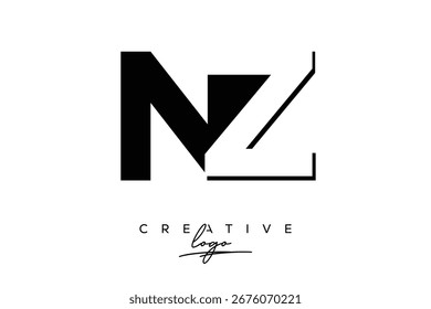 NZ Creative Minimalist Negative Space Latter Logo mit modernem Monogramm für Branding und Business Lettermark Logo mit Initial Letters Logo Design für Branding.